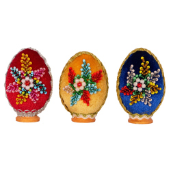Яйцо ХВ бархатное со стразами среднее,6,5см (уп.1шт.)
