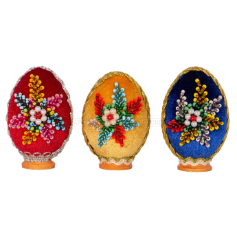 Яйцо ХВ бархатное со стразами среднее,6,5см (уп.1шт.)