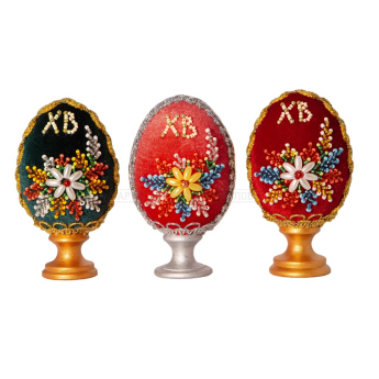 Яйцо ХВ бархатное со стразами,10см (уп.1шт.)