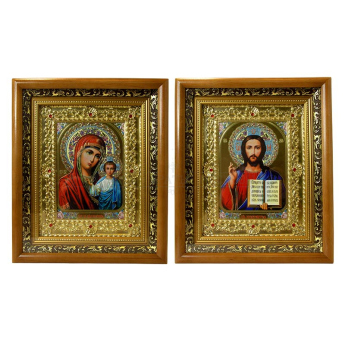 Икона в багете и рамке вензель в темном прямом киоте, 30*25,5см (уп.2шт.)