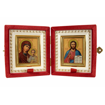 Венчальный складень с бархатом,лики  (10,5*11,5см) (уп.1шт.)