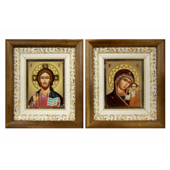 Икона в белом багете и корич.киоте, в ассорт. (19*21см)