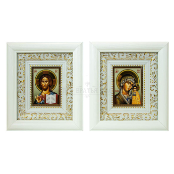 Икона в багете и рамке в белом киоте, 16*18,5см (уп.1шт.)