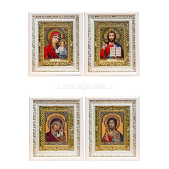 Икона в багете и рамке вензель в белом прямом киоте, 30*24,5см (уп.2шт.)
