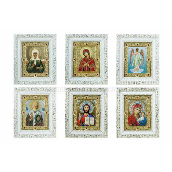 Икона в белом багете с вензелем, в ассорт. (16*19см)