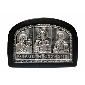 Триптих авто Арка в коже, медь с посеребрением